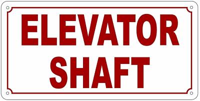 Elevator Shaft Sign (White,Reflective, Aluminium 6X12) -REF24-1027