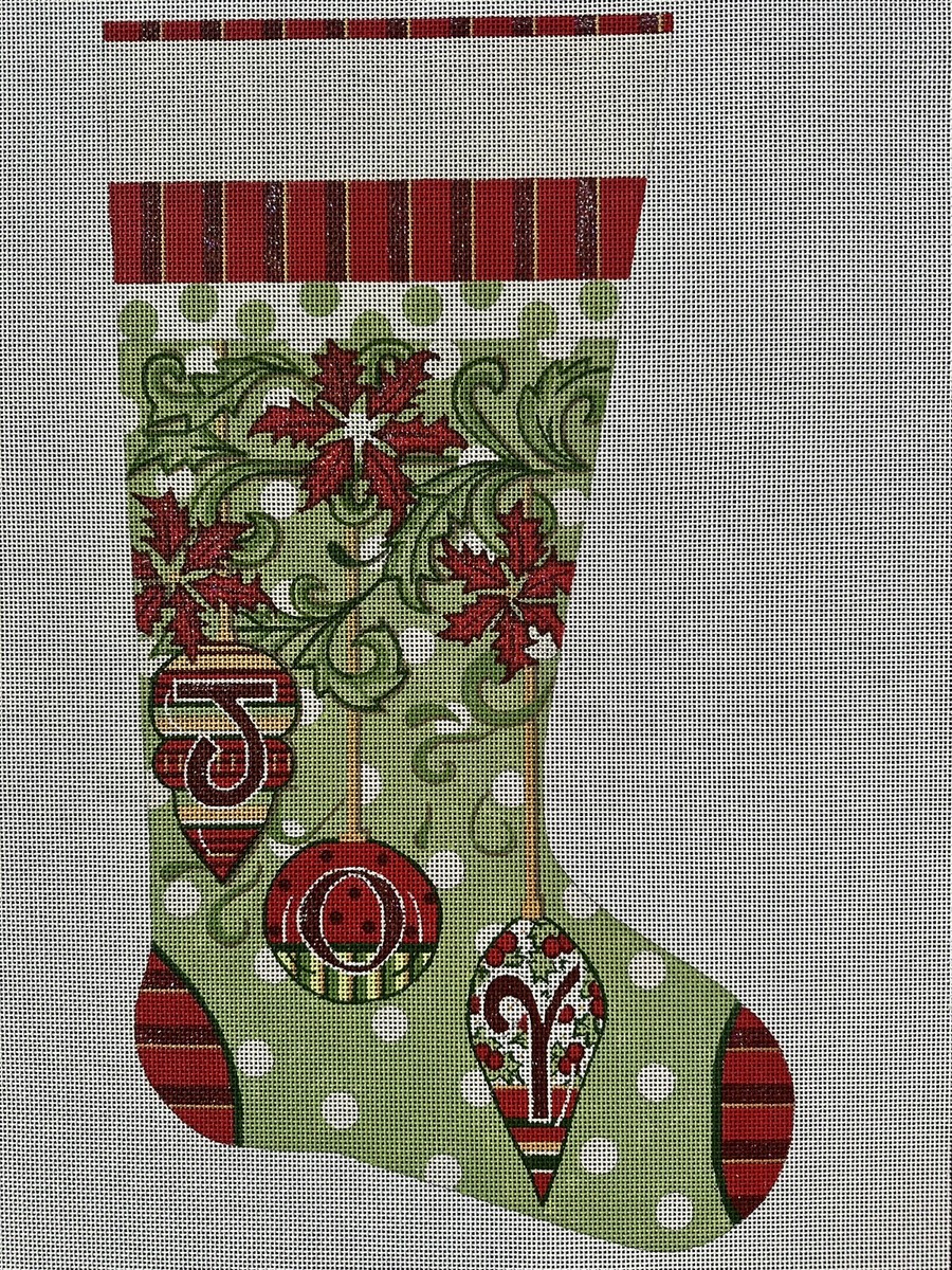 Alice Peterson Hand Painted Needlepoint Canvas Stocking Joy
