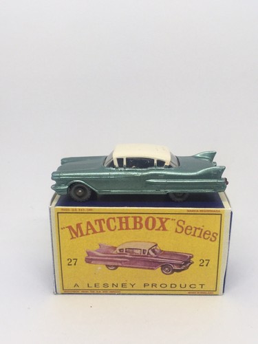 Vintage Lesney Matchbox 27 Custom Cadillac Sixty In Green, Nice Repro Box. - Picture 3 of 4