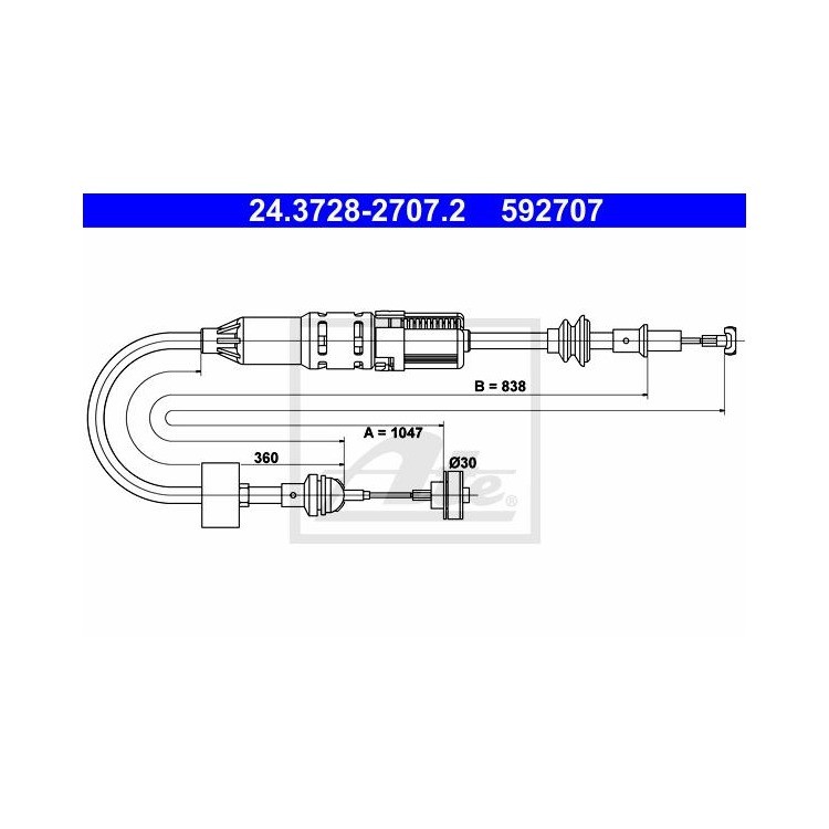 ATE Kupplungsseil - Passend Für Toyota Aygo, Citroën C1, Peugeot 107 (1.0, 2005+)