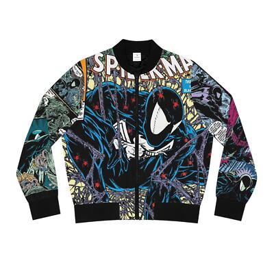 Amazing Spiderman Black Costume Comics Book Superhero Bomber Jacket