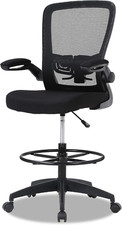 Drafting Chair Tall Office Chair Mid-Back Mesh Ergonomic Com