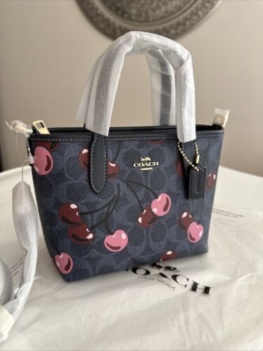 NWT COACH CY737 City MINI Tote Bag In Signature Cherry Print Leather Bag Purse
