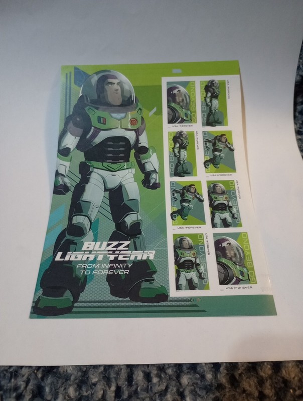 FOREVER MINT SELF ADHESIVE GO BEYOND BUZZ LIGHTYEAR STAMP BLOCKS FV 6.56