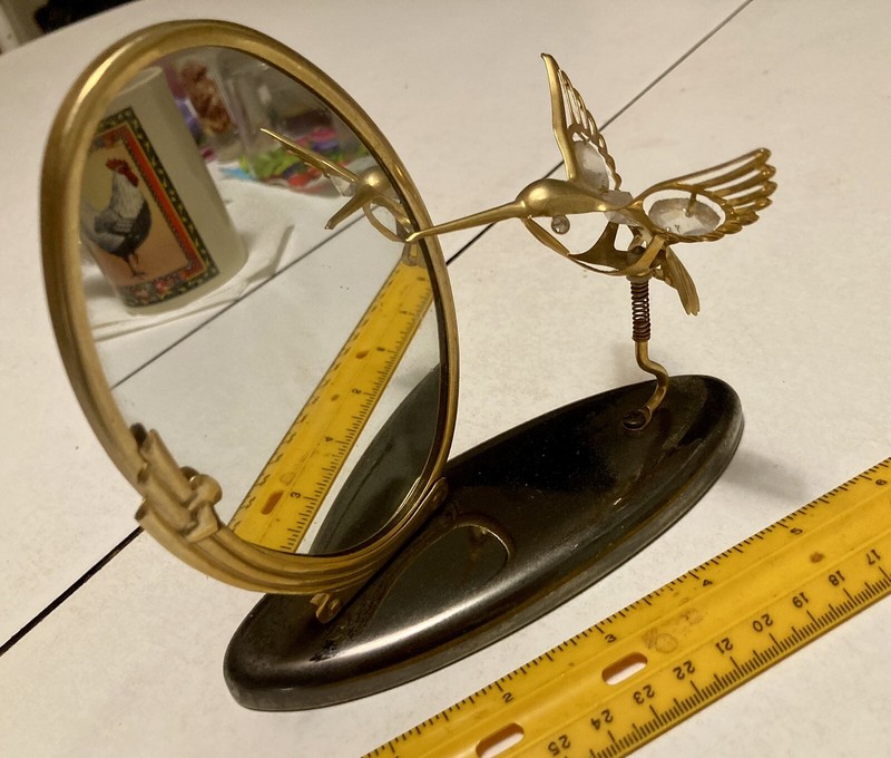 CRYSTAL MILLENNIUM Austrian Crystal 24K Gold Plate FRAME & Mirror w HumBird
