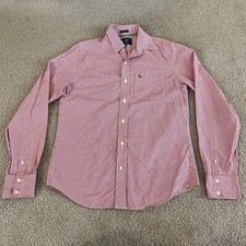 Abercrombie  Fitch Mens Size Medium M Button Up Shirt Red Plaid Long Sleeve