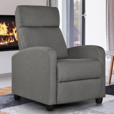 Poltrona Relax Reclinabile 150° con Poggiapiedi Rivestimento Lino