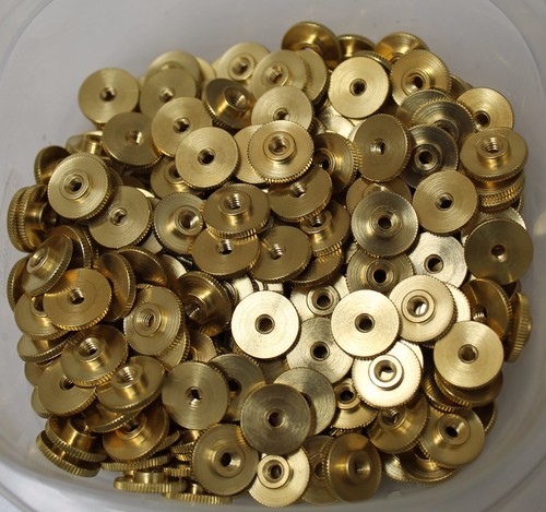 Small Brass Insignia Screw Back Nut 1/2" inch 40 thread per inch ( one piece ) - Picture 3 of 5