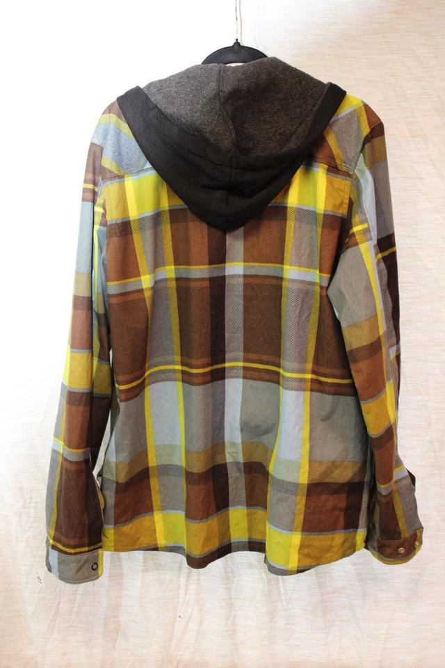 HELIX Hooded Snowboarding Jacket Men's Size M loose fit brown plaid Warm & Lt Wt - Image 4 of 4