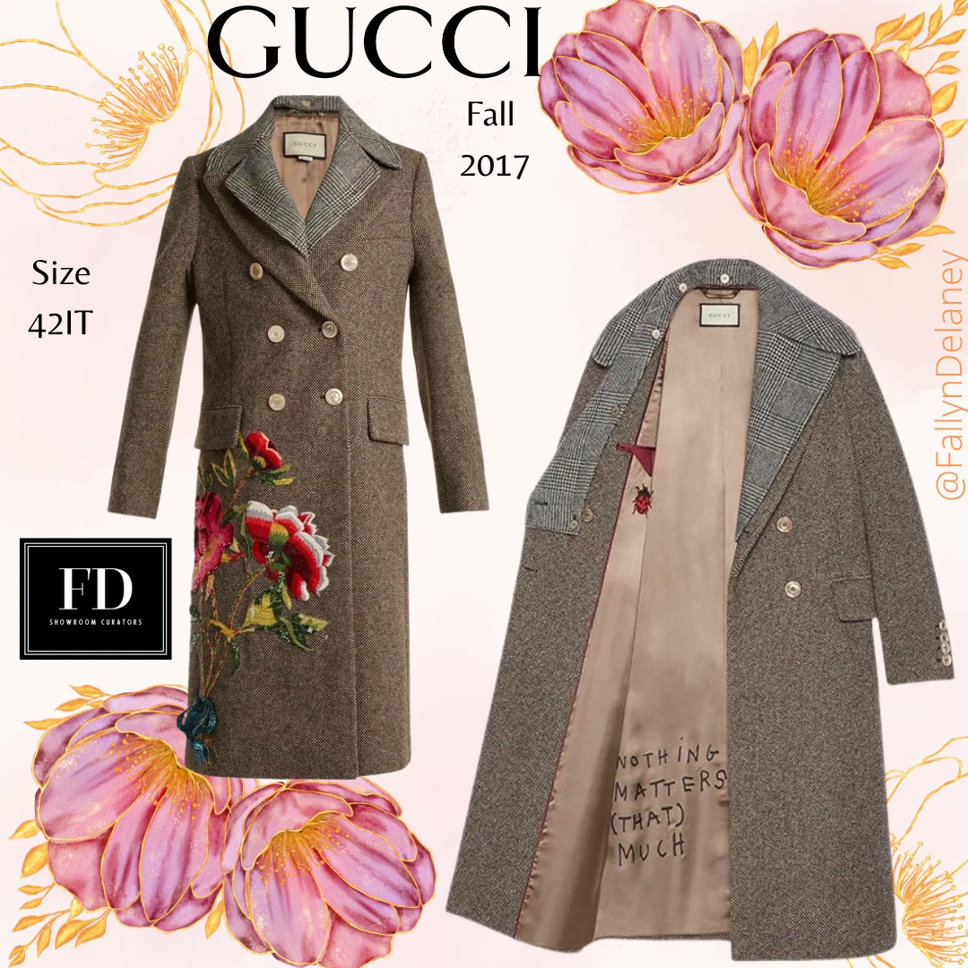 Single Breasted Wool Coat in Brown - Gucci