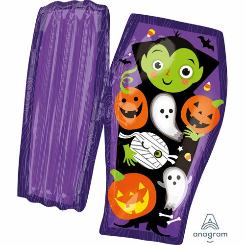 HALLOWEEN SUPERSHAPE MULTI FOIL BALLOON DRACULA & FRIENDS OPEN COFFIN VAMPIRE  - Image 3 of 3