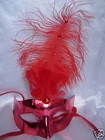 3 Set Halloween Red Eye Feather Mask Fancy Dress Night Party Red N