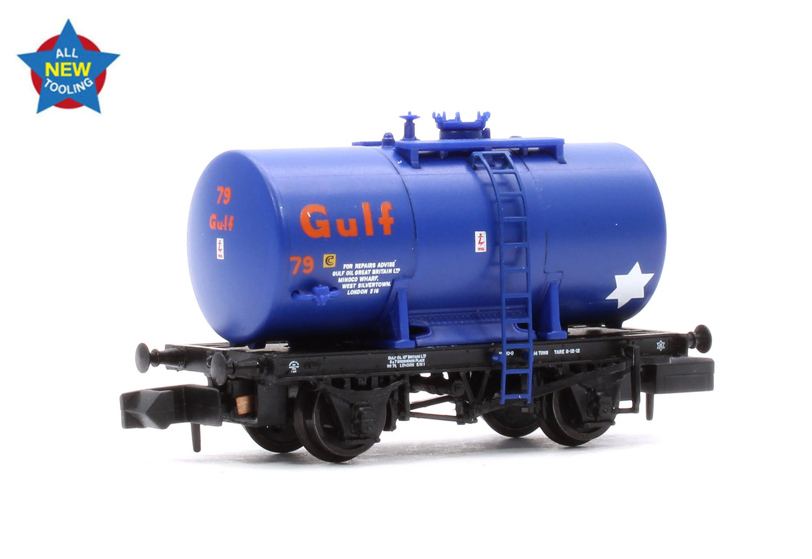 Graham Farish 378-001 14T Anchor-Mounted Tank Wagon 'Gulf' Blue No. 79