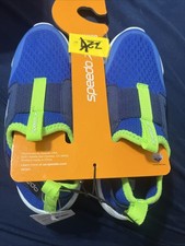 NWT Speedo Junior Small 13/1 Aqua Sock Water Shoe BLUE Rubber Sole