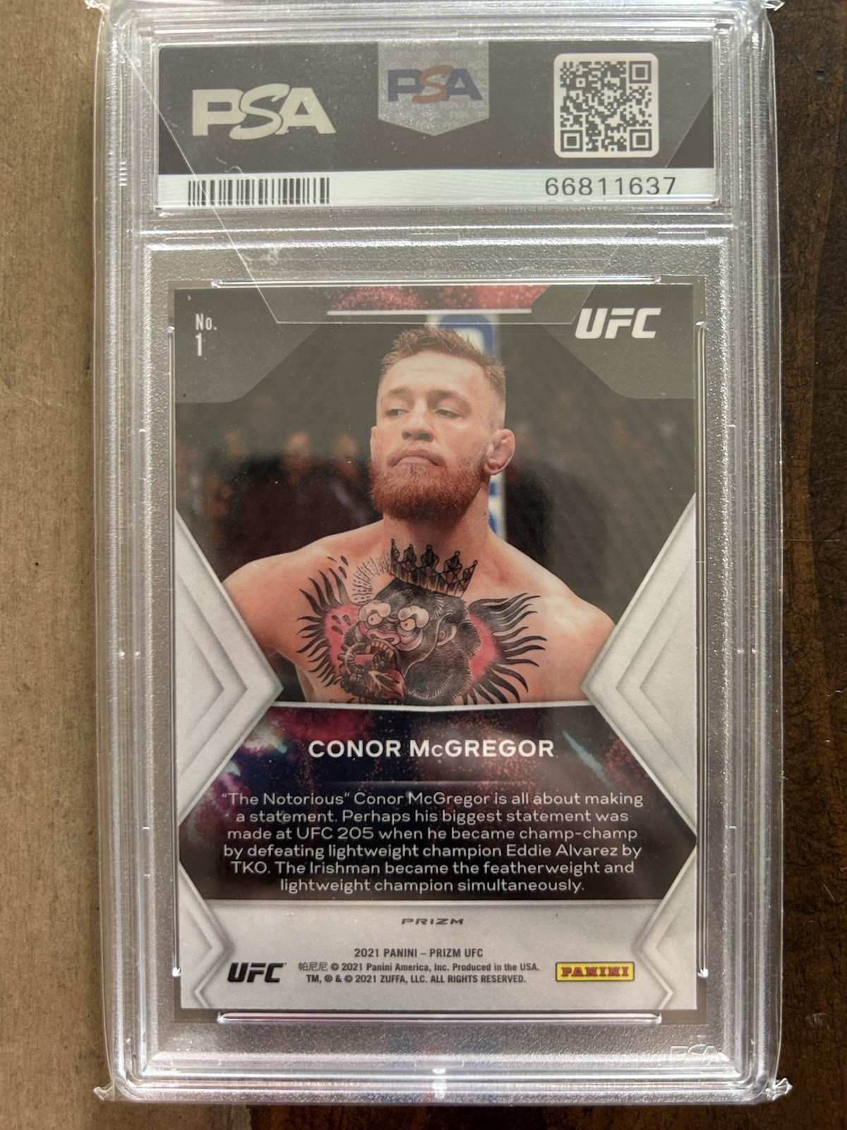 2021 Panini Prism UFC Conor McGregor Fireworks-green Prism #1 view 2