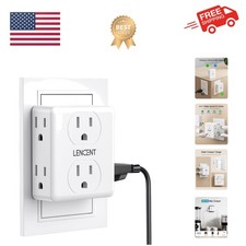 Compact 6-Outlet Splitter - Transform 2 Prong to 3 Prong Safely and Efficiently