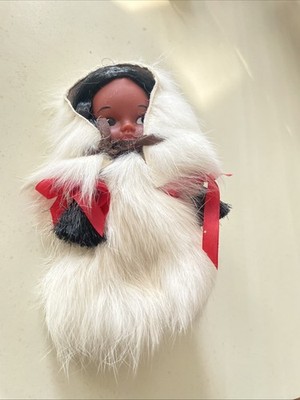 Indianer 4'' Wildleder & Fell verziert Eskimo Alaska Whitehorse Yukon Puppe