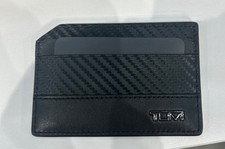 NEW Tumi Slim Card Case with ID Window - Wallet - CARBON FIBER  BLACK LEATHER