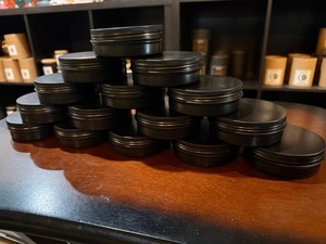 Foraineam 4 oz Screw Lid Round Tins, Aluminum, Black, Lot of 15