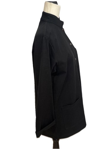 Eileen Fisher Women’s XS Snap Shirt Black Mandarin Collar Made in USA Boxy - Picture 5 of 11