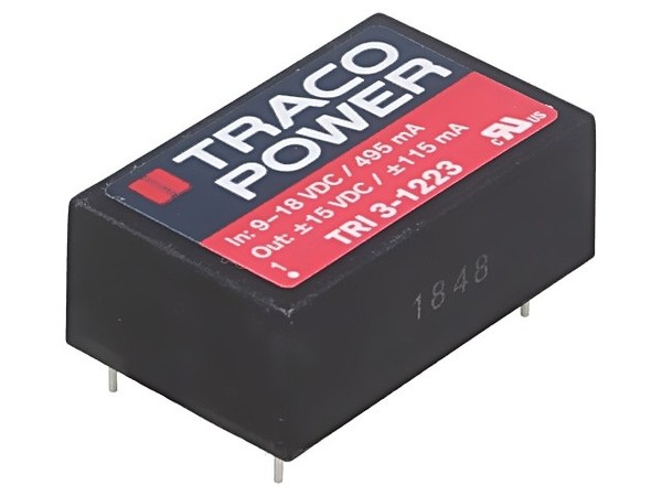 Tri 3-1223 Wandler: Dc/Dc 3,5W Ueing: 9-18VDC Uausg: 15VDC Uausg2: -15VDC Traco-image