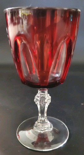 "Gothic" Crystal Durand France Red & Clear Windows Water Wine Glasses Set 4 - Picture 4 of 13