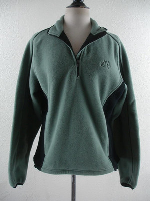 Women's L Out Of The Barn Fleece Jacket Equestrian Riding Green Black Pullover