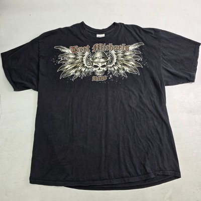 Bret Michael's Band BMB Skull Wings Tour (Poison) Black T-Shirt Mens Sz 2XL