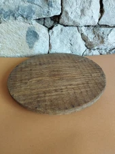!Primitive Antique Very Old Wooden Round Plate Natural Patina of 19th.