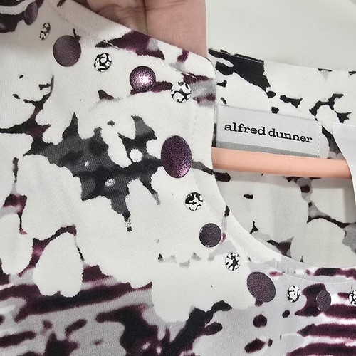 Alfred Dunner Neu mit Etikett Strickoberteil mit Schmucksteinen 3/4-Arm lila schwarz Größe PM - Bild 9 von 10