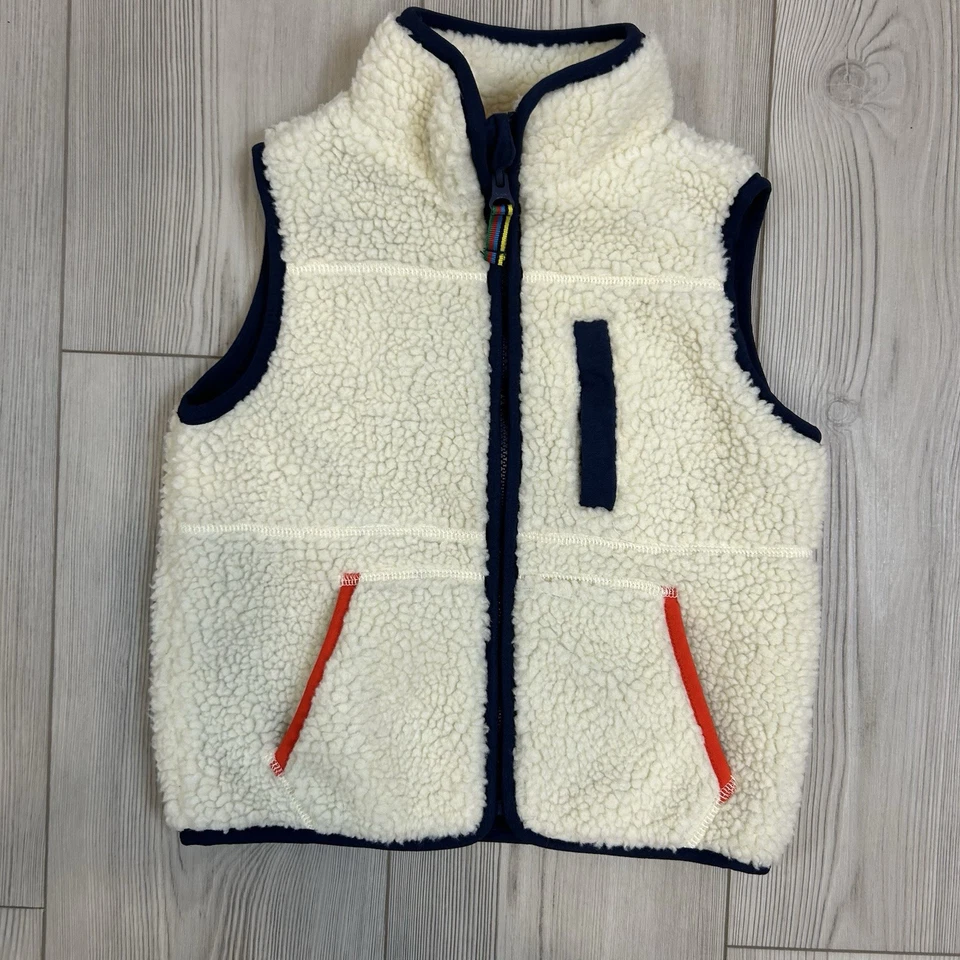 Mini Boden Size 3-4Y Sherpa Hoodie Cream Vest Full Zip - Image 3 of 4