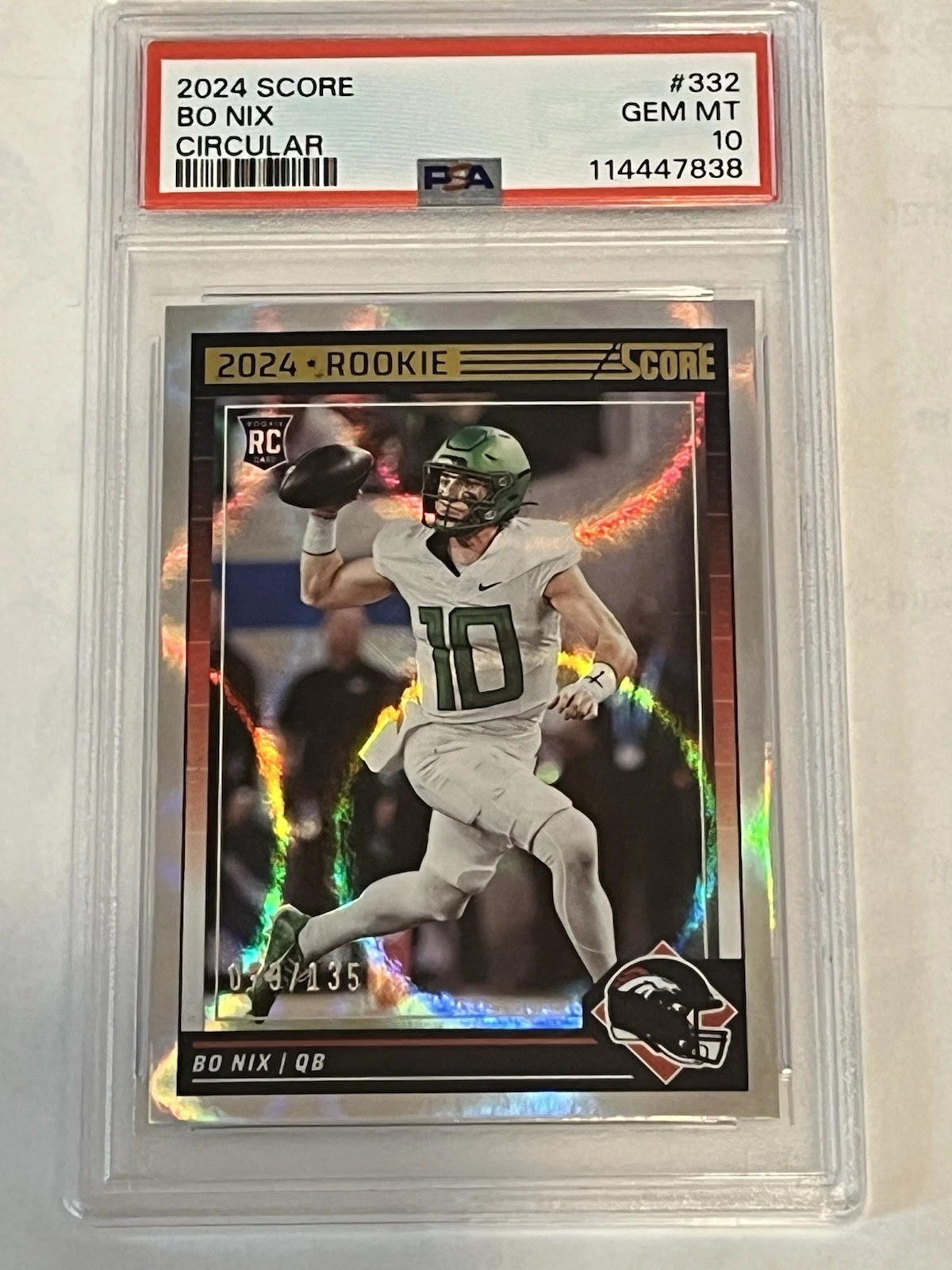 Bo Nix Panini Score #332 Circular