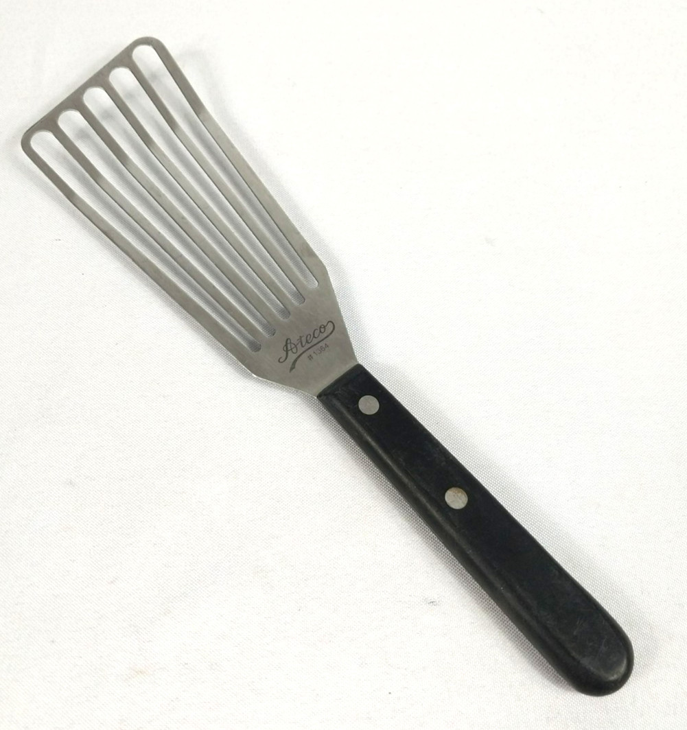 Slotted Fish Turner 6.25" x 3" Stainless Steel Spatula Rosewood Handle
