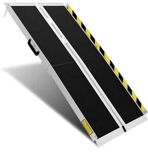 Neowism 5 ft Aluminum Threshold Ramp - Non-Slip Folding Wheelchair 600 lb