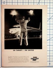 Vintage United Airlines Jet Ad Ramp Agent "ON TARGET" Ephemera Print