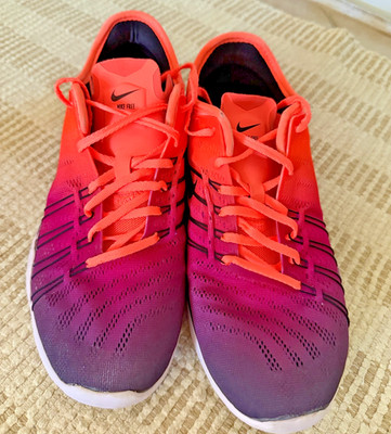 Nike Womens Running Shoes sz 8 Free TR 6 Spectrum Training Ombre Purple To Mango