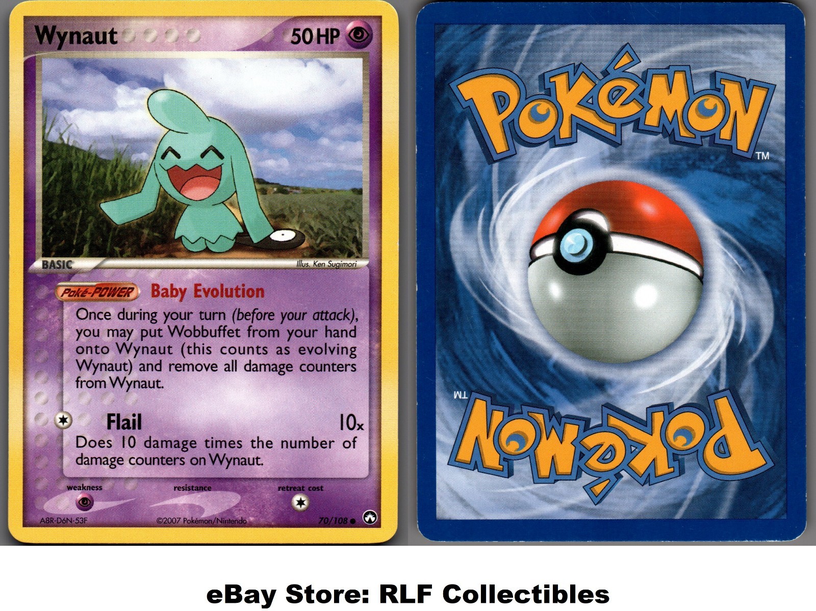 2007 Pokemon, EX Power Keepers, #70/108 Wynaut, Common