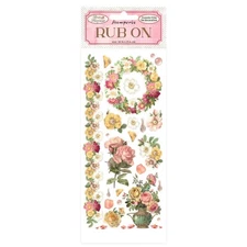 Stamperia Rub-On 4"X8.5"-Rose Parfum Flowers & Garland -DFLRB15