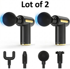 2 QTY Deep Tissue Massage Gun Percussion Muscle Massager Neck Back Pain 4 Heads