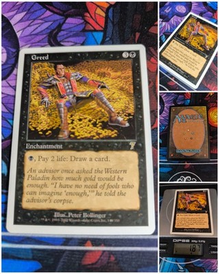 MTG Greed Nm   Magic the Gathering 7th Seventh Edition OG Life Lesson Card