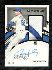 2022 Panini Immaculate Rookie Black /10 Jon Heasley #135 Patch Auto b8h