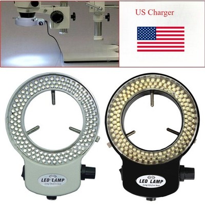 Adjustable 144 LED Bulb Microscope Ring Light Illuminator Lamp with US Charger