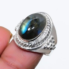 Natural Labradorite Gemstone 925 Sterling Silver Jewelry All Size Ring For Gift