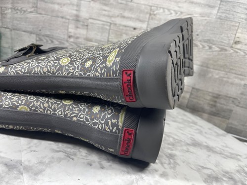 Chooka Rain Boots Women 9 Eastlake Isa Shoes Gray Green Geometric Comfort Garden - Picture 15 of 20