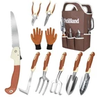 10-Piece Garden Tool Set with Non-Slip Handles, Heavy-Duty Aluminum & Tote Bag