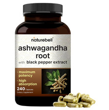 NatureBell Ashwagandha with Black Pepper, 240 Capsules  High Absorption Complex