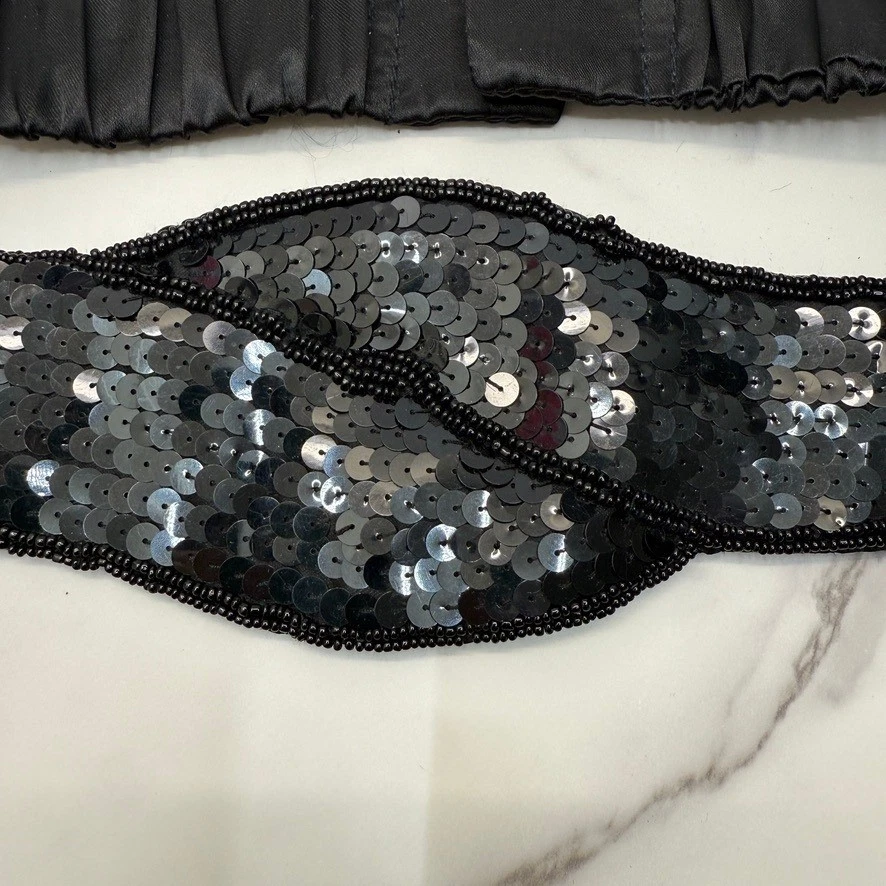 Cinturón elástico de colección años 80 negro lentejuelas cuentas cintura elástica mujer M elegante formal Foto 2 de 4