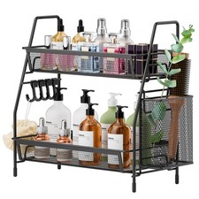 2-Tier Bathroom Organizer Countertop, Metal Wire Mesh Bathroom Counter Organi...