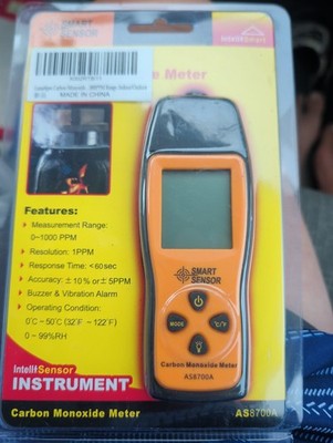 Smart Sensor AS8700A Carbon Monoxide Meter Handheld CO Detector Monitor Orange