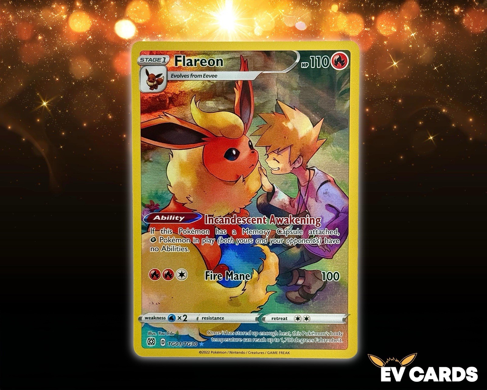Pokémon TCG - Flareon TG01/TG30 Brilliant Stars Trainer Gallery Holo | NM